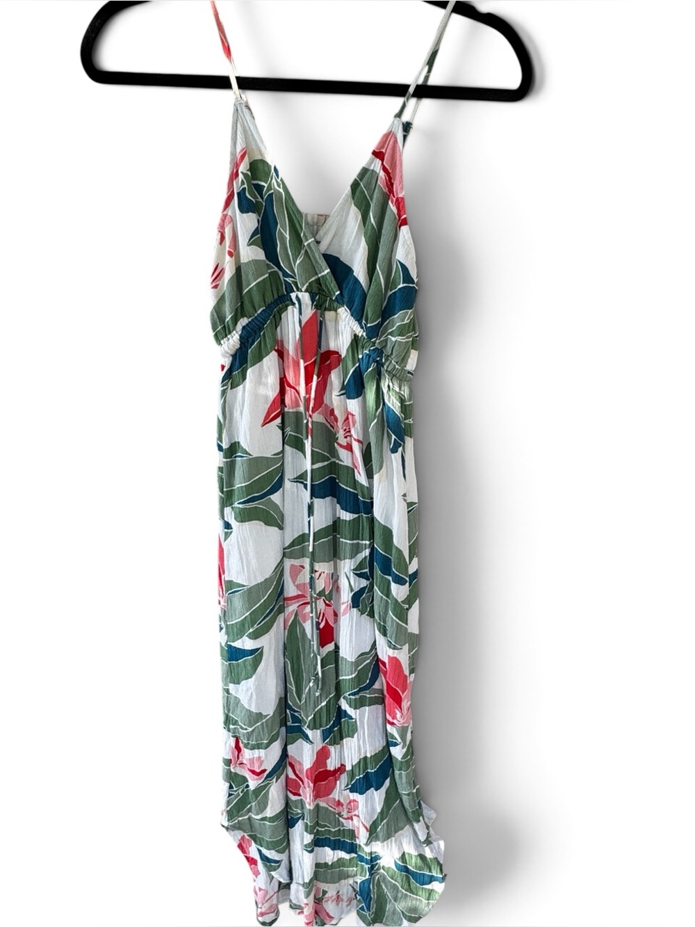Billabong Dress Women’s XS White Tropical Floral Print Spaghetti Strap Maxi